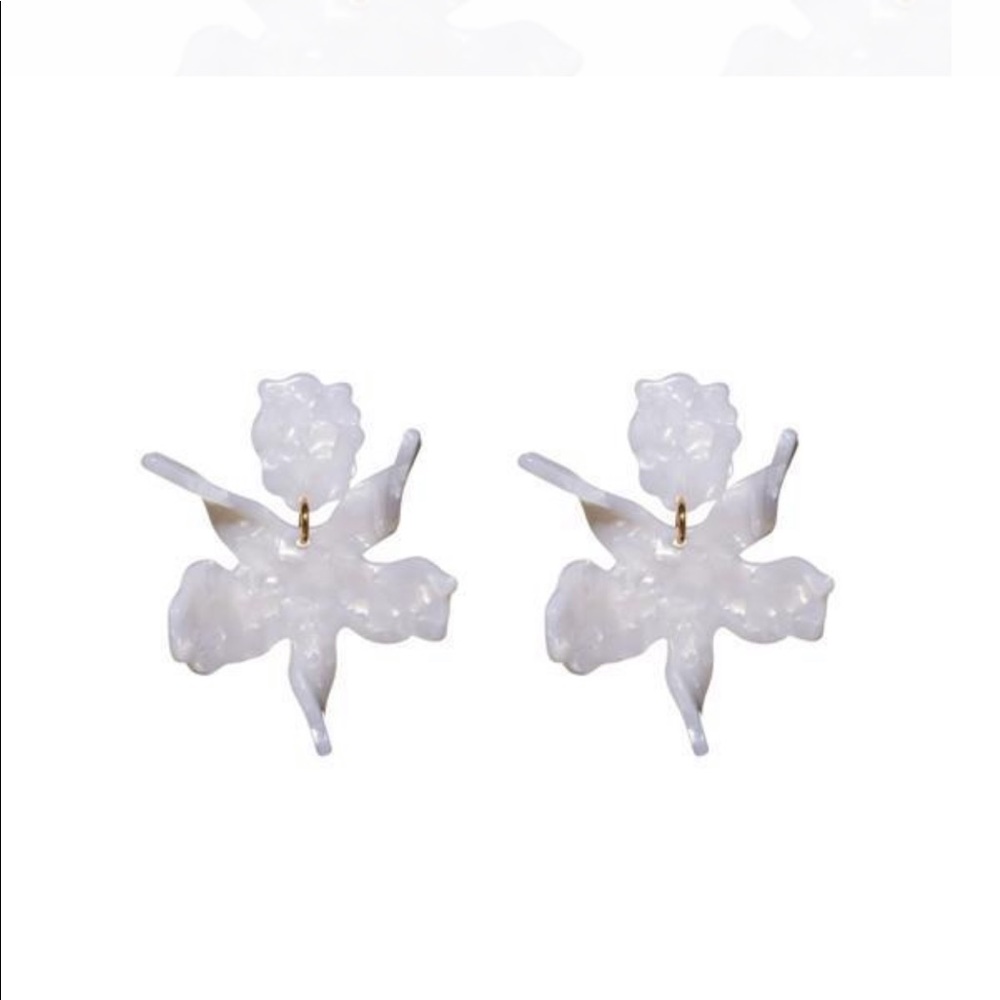 Lele Sadoughi NEW. Small paper lily earrings white